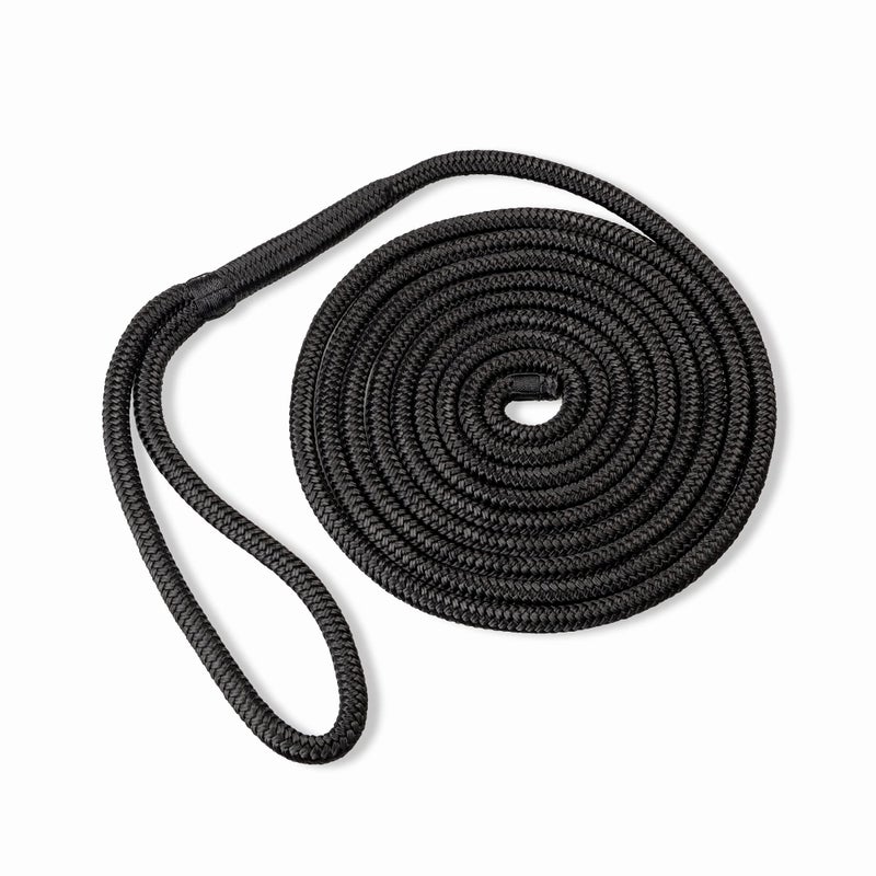 ACY Marine خط ربط رصيف نايلون مزدوج مضفر من ACY البحرية (أسود، 5/8 بوصة × 35 قدم) - Image 1